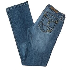 Def Jam University Embroidered Blue Denim Jeans Classic Style Size 8